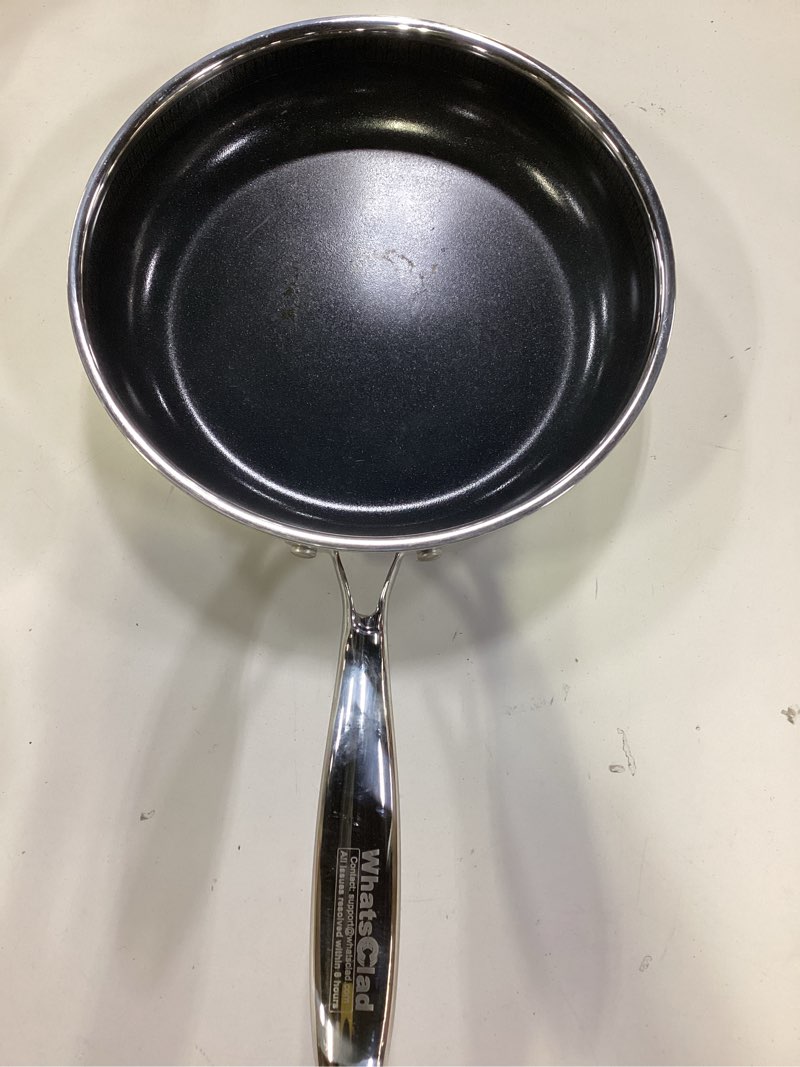 Condition photo showing As Is for 10" Hybrid Ceramic Nonstick Frying Pan, 3-Ply Stainless Steel Skillet, 2-Layer Coating, PFAS & PTFE Free, 9H Hardness & Corrosion Resistance, Dishwasher Safe, Induction Compatible-Black