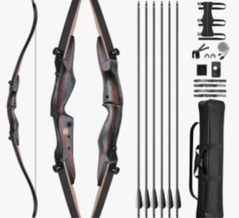(Incomplete)PMZ Archery Recurve Bow Set, 54\" High-Performance Horse Bow for Hunting, Right Left Hand Traditional