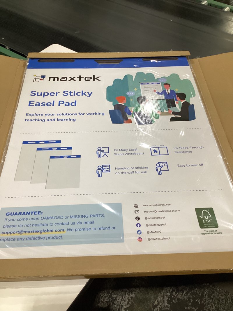 Condition photo showing Good Condition for maxtek Chart Paper 25"x30", Large Sticky Easel Pad with 4 Packs, 120 Sheets, Upgraded Big Anchor Flip Chart Paper with Super Sticky Back, Self-Stick Paper for Walls & Easels 25x30 In 4 Pack
