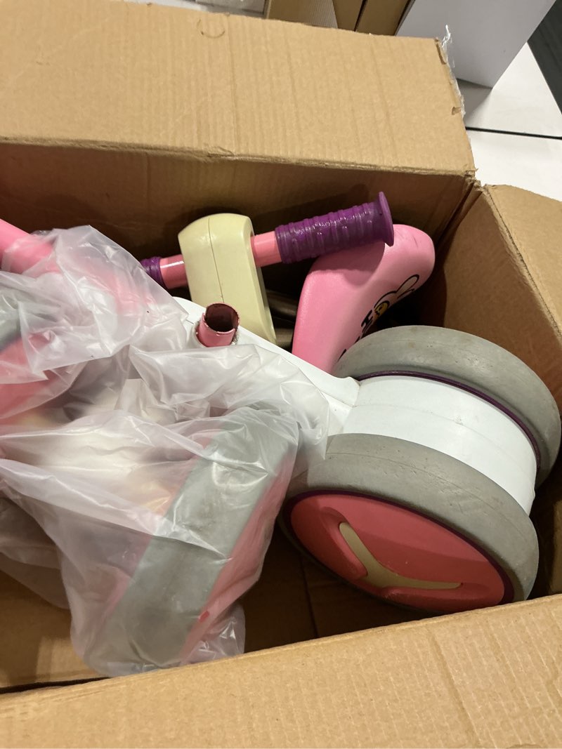 Condition photo showing As Is for balance bike toys for 1 year old boy, toddler toys for 1 year old girls gifts, toddler bike with colorful glow wheel, soft music, cute animal sound, one year old birthday gifts yellow