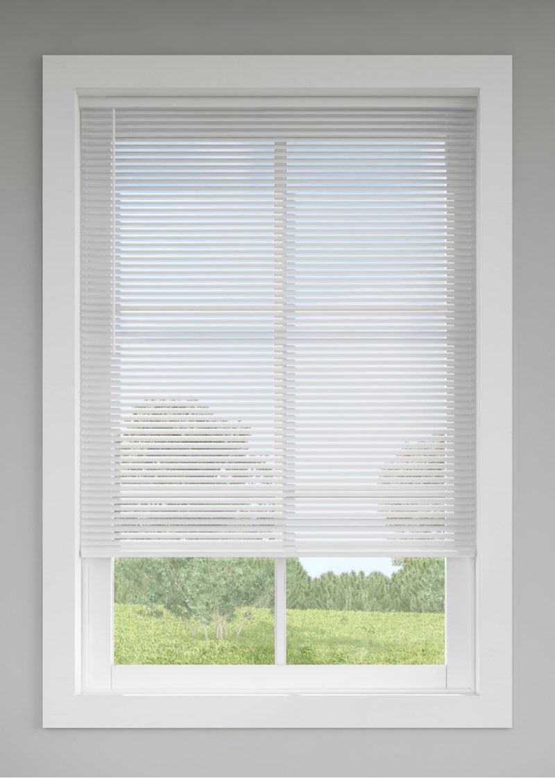 LEVOLOR Trim+Go 1-in Slat Width 66-in x 72-in Cordless White Aluminum Room Darkening Mini-