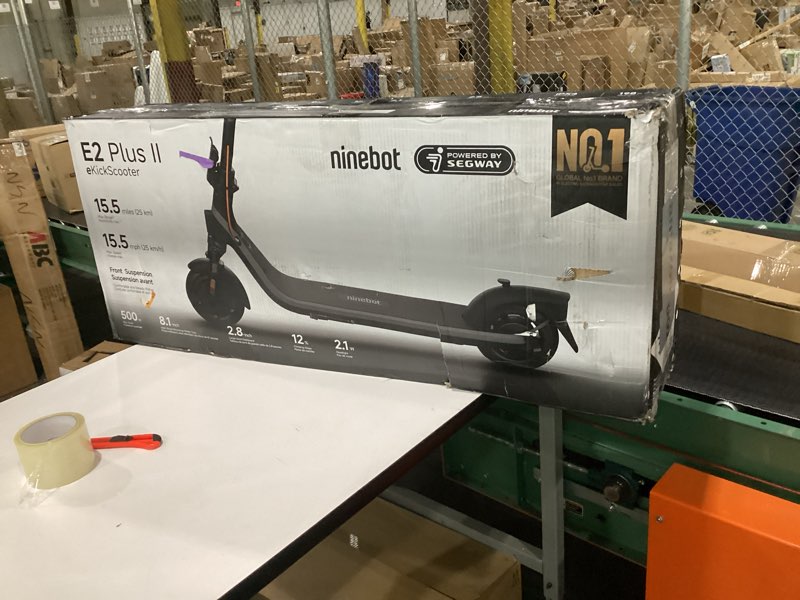 segway ninebot e2 plus ii electric scooter, 15.5 mph, 16 miles max range, front suspension, 8.1" sho