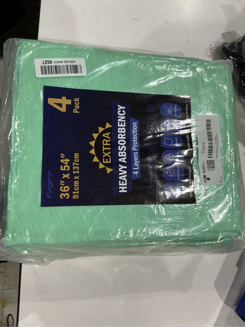 Condition photo showing Good Condition for 4 pack 36” x 54” extra heavy absorbency washable underpads, waterproof nursing pads incontinence bed pads, reusable washable pee pads for dogs, diaper changing & adults, mattress protector 4 pack - 36" x 54"