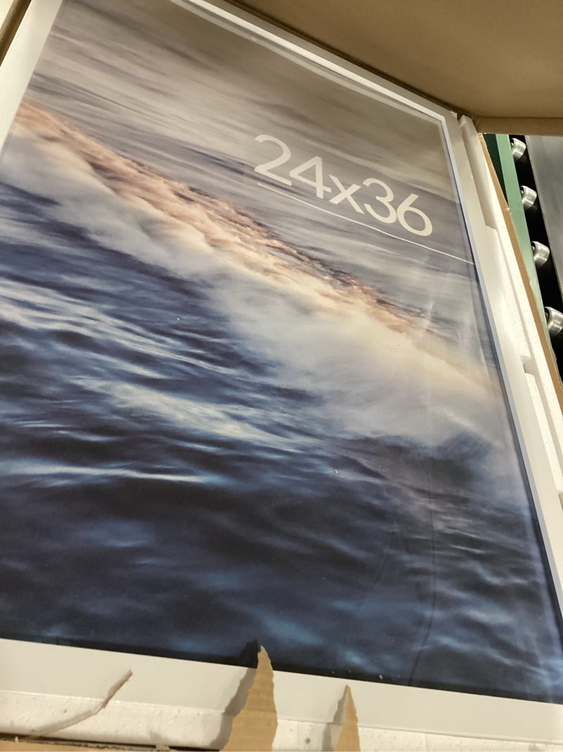 Condition photo showing Good Condition for 24x36 Poster Frame White, Poster Frames 24 x 36 inches or 24x36 Picture Frames with HD Plexiglass Durable and Scratch-proof for Horizontal or Vertical Wall Mounting, 1 Pack. White 24x36