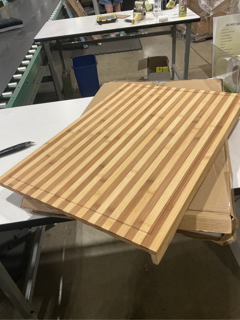Condition photo showing Good Condition for bamboo stovetop cover & countertop cutting board with adjustable legs, dual-purpose chopping board for gas electric stove burner, workspace block cover for rv camping camper