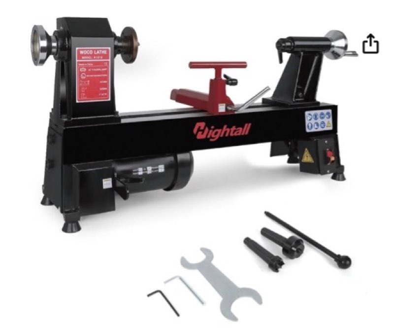 wood lathe machine, 12 x 18 inch, 550w 3/4hp, 5 speed settings 680-2770 rpm,benchtop lathe with mt2 