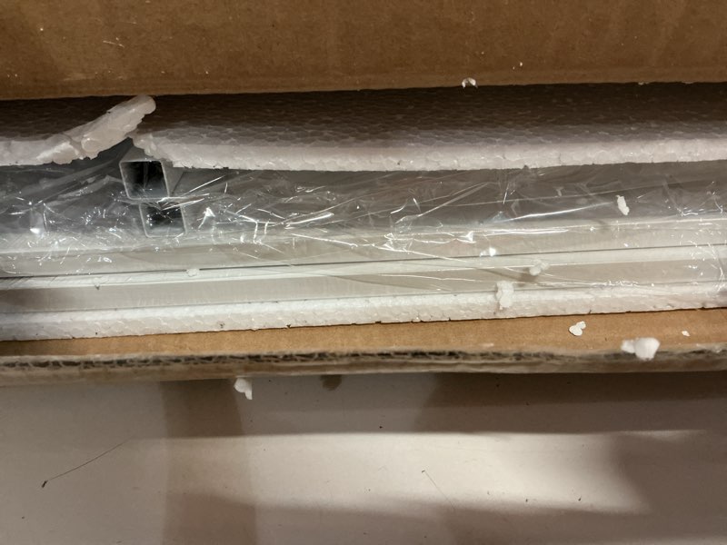 Condition photo showing As Is for aboxoo Printer Stand for Desk, Desktop Printer Shelf Large 3-Tier Multi-Purpose Office Organization Shelves for Home Office, White White Large