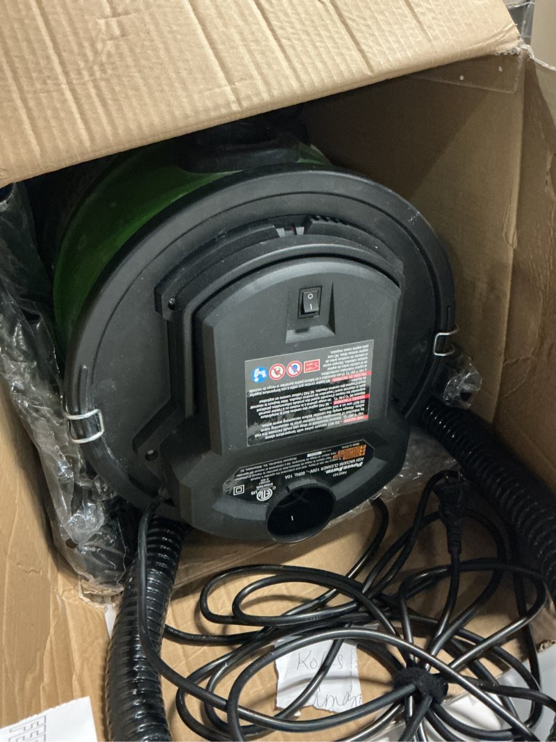 Condition photo showing As Is for powersmith pavc101 10 amp ash vacuum,green / black 3 gallon base model