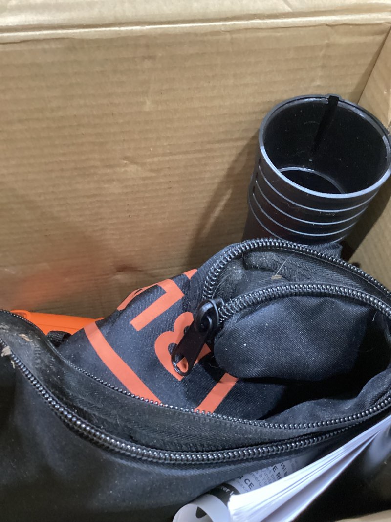 Condition photo showing As Is for black+decker leaf blower cordless leaf vacuum and mulcher combo kit, battery and charger included, 40v 120 mph air speed, 6-speed dial, built-in scraper with collection bag (lswv36) 40v sweeper/vacuum kit
