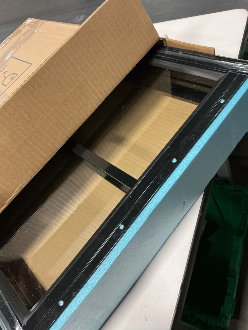 Condition photo showing Good Condition for shed windows 2 pack, chicken coop windows 12" x 12" with tempered glass, square gable flush mounted small window for shed, playhouse, household, garage (black) 12x12 inch black