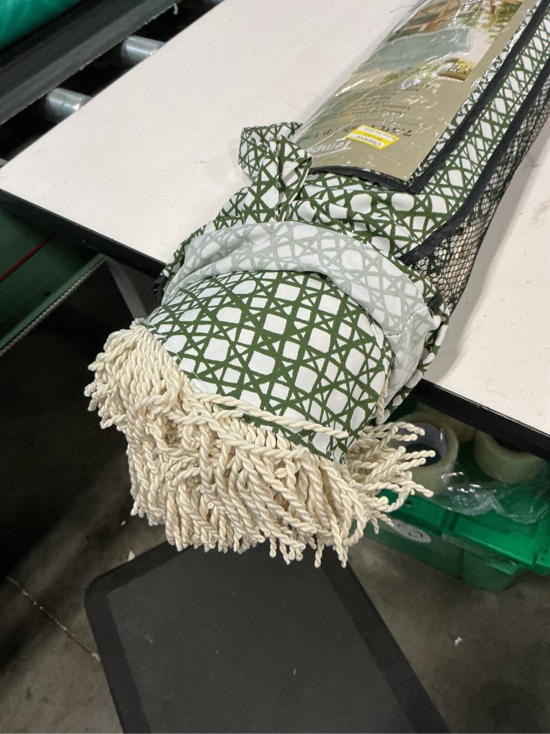 Condition photo showing Good Condition for 7.5' cane fringe outdoor patio umbrella green - tempera