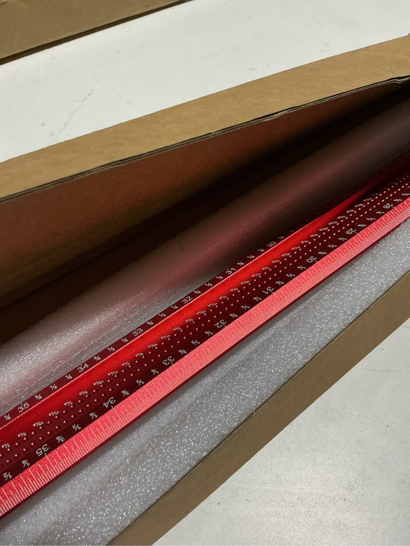 Condition photo showing Good Condition for woodworking scriber t square ruler 36inch with thoughtful support lips, t square woodworking scriber, aluminum alloy architect ruler for carpenter work, layout and measuring tools-red… 36 inch