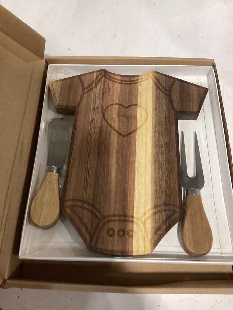 Condition photo showing Good Condition for ziliny 2 set baby shower gifts for guests clothing mini charcuterie board with knives forks gift boxes shaped cheese board party favors baby shower game prizes gender reveal favors (acacia) 2 acacia