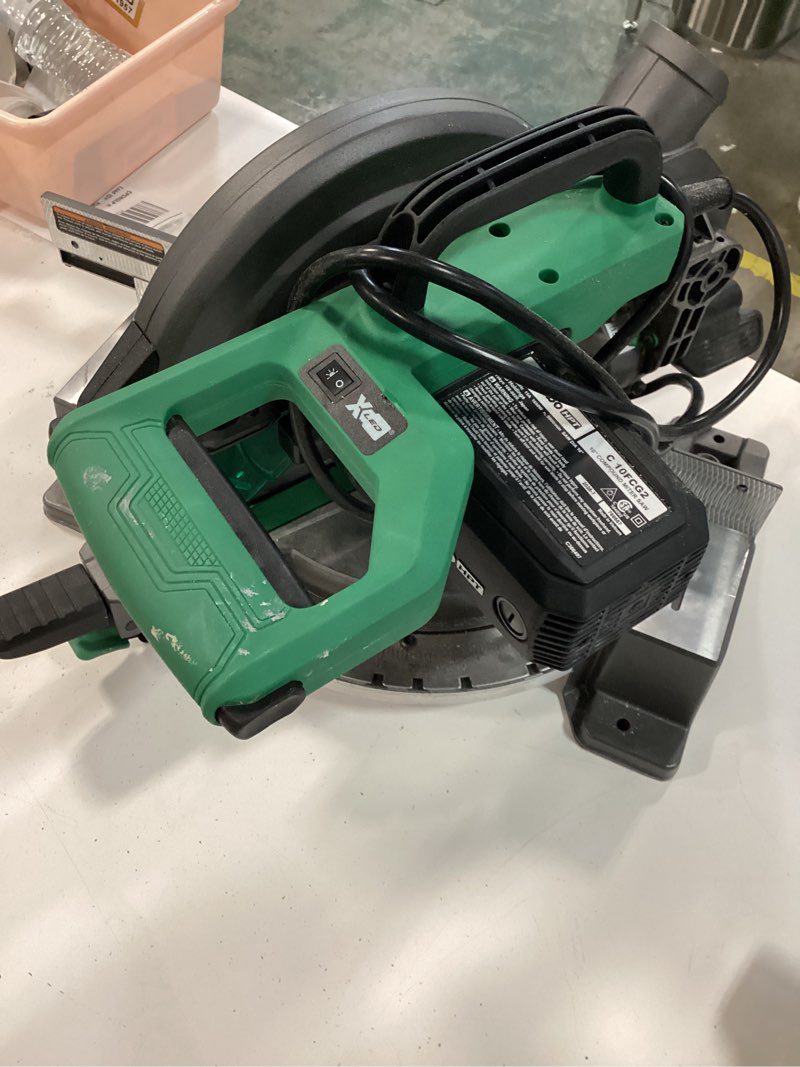 Condition photo showing As Is for single bevel compound miter saw | metabo hpt c10fcg2