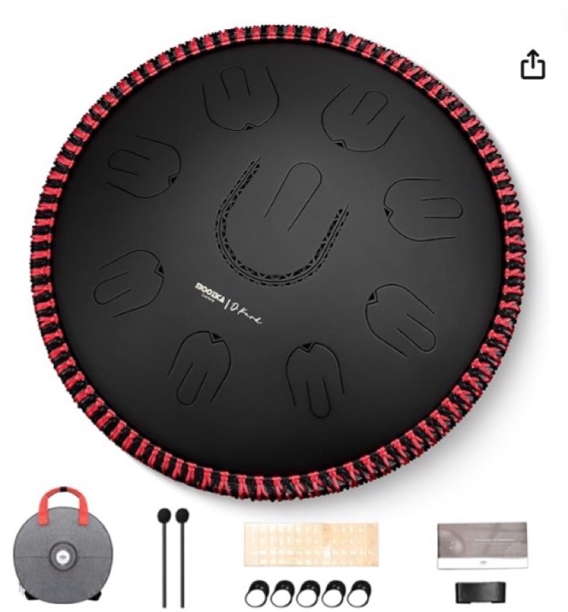 MOOZICA Steel Handpan Tongue Drum, 14" Portable D-Kurd Scale Tongue Drum With Octave Overtone Design