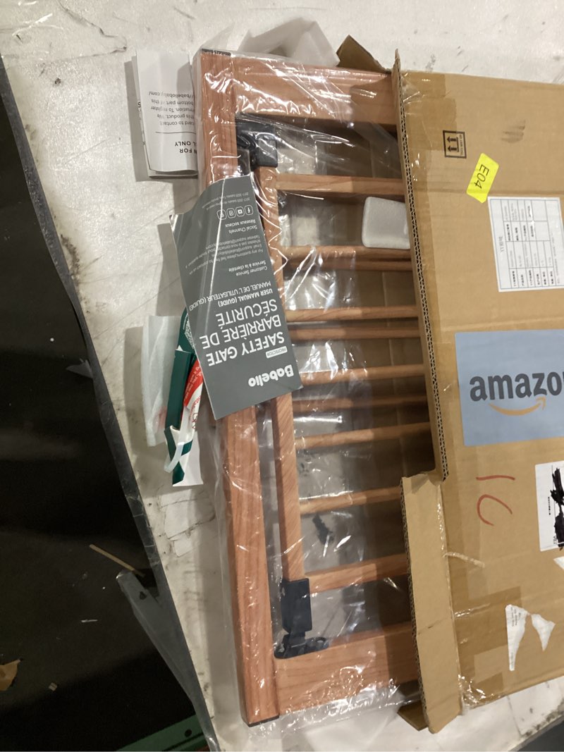 Condition photo showing New/Like New for Mom's Choice Award Winner-BABELIO 26-40" Metal Baby Gate with Wood Pattern, PressGuard C5 Easy Install Pressure Mounted Dog Gate for Stairs and Doorways, with Wall Protectors and Extension Kits Wood Pattern 30"Tall 26"-40" Wide