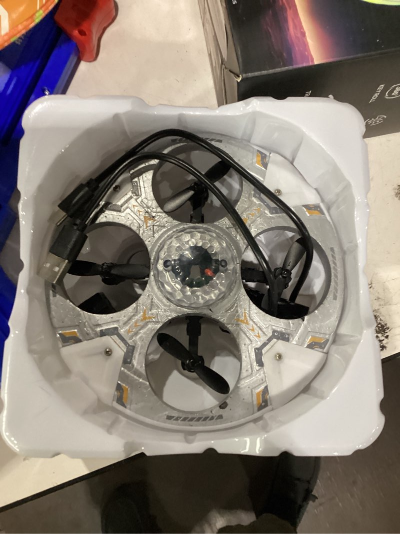 Condition photo showing Good Condition for rc ufo drone for kids, flying helicopter toy with auto hover & led lights | mini ufo drone for kids – rc plane flying remote control helicopter with led lights, auto hover, 2 batteries (14 min flight)