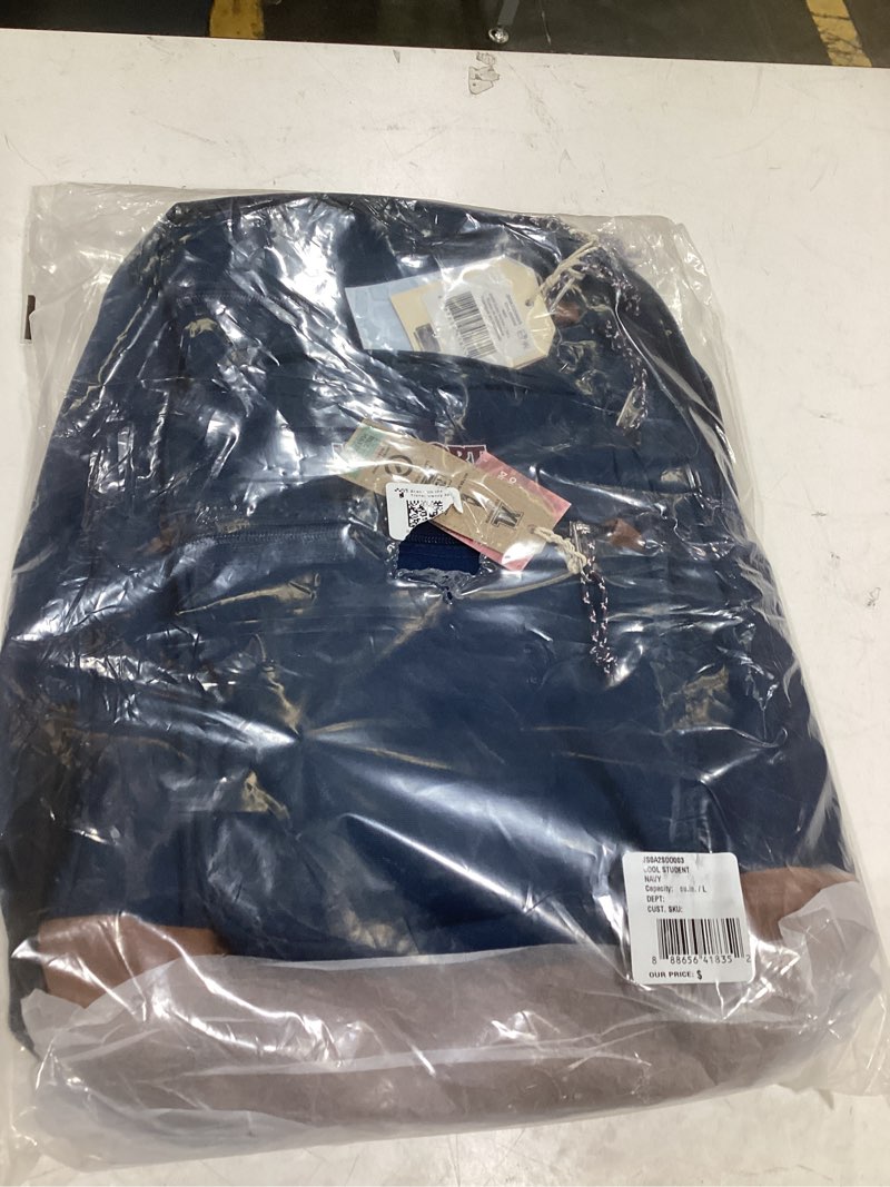 Condition photo showing New/Like New for jansport cool backpack, with 15-inch laptop sleeve - large computer bag rucksack with 2 compartments, ergonomic straps, navy | computer bag, rucksack, 2 compartments, ergonomic straps navy one size