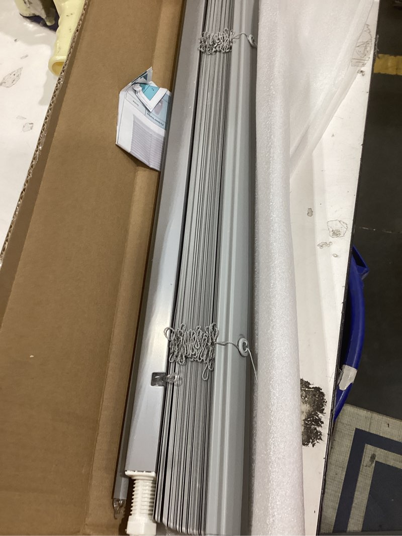 Condition photo showing Good Condition for myshade no-drill cordless horizontal mini blinds – 23.5" w x 64" h tool-free inside mount window blinds with 1" vinyl slats, light filtering & privacy, child & pet safe, gray cordless-gray 23.5"w x 64"h