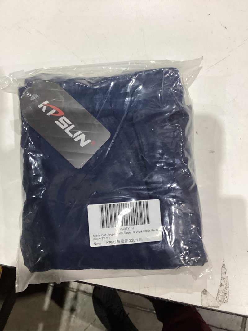 Condition photo showing New/Like New for Men's Fleece Lined Sweatpants with Pockets 30"/32" Stretch Winter Warm Work Pants Athletic Sweat Pants Workout Gym Joggers Tall 32" Large True Navy