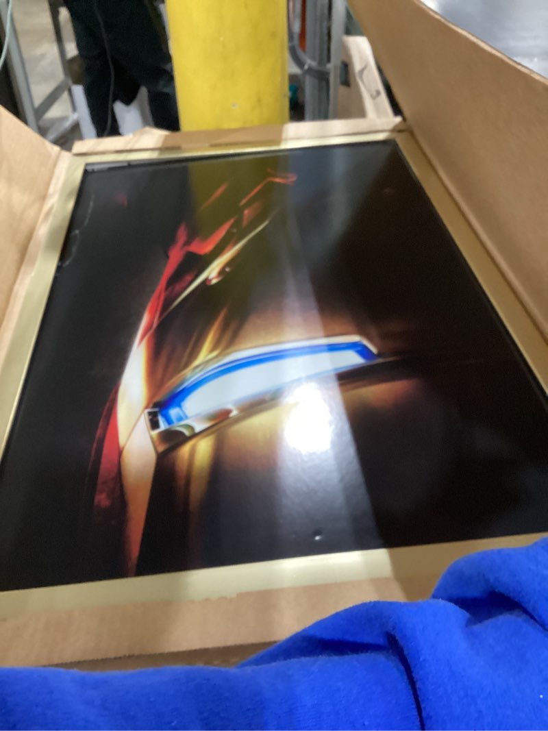 Condition photo showing As Is for trends international marvel iron man - one sheet wall poster, 14.725" x 22.375", gold framed version gold framed version 22.4"l x 14.7"w