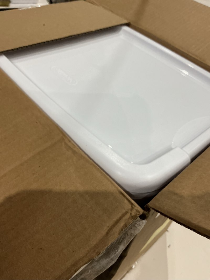 Condition photo showing Good Condition for sterilite 6-pack ultra latching box, storage bins with lids, clear plastic, 18 quart - heavy-duty organizing containers for closet, bathroom, and office 18 quart 6-pack box