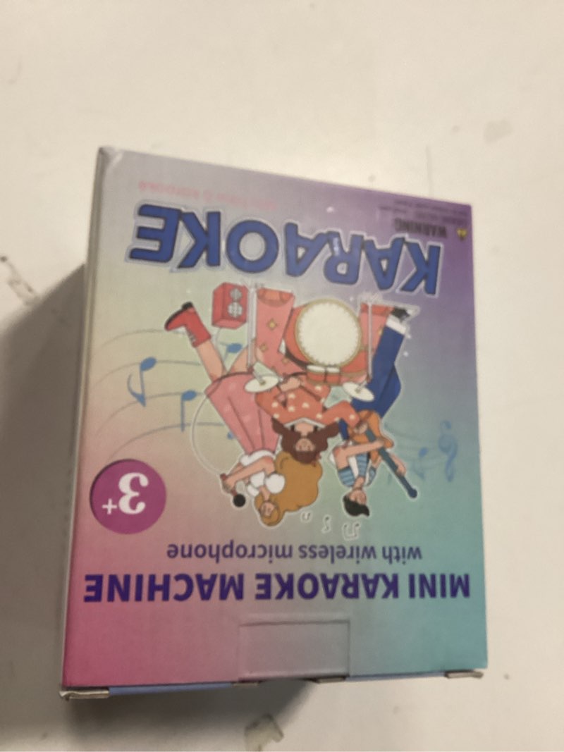 Condition photo showing New/Like New for Mini Karaoke Machine with 2 Wireless Microphones for Kids Adults, Portable Bluetooth Speaker, 2025 Top Christmas Birthday Gift for Boys Girls 3, 4, 5, 6, 7, 8, 9, 10, 12+ Years Old Toddler (Black) Black 2 Mic