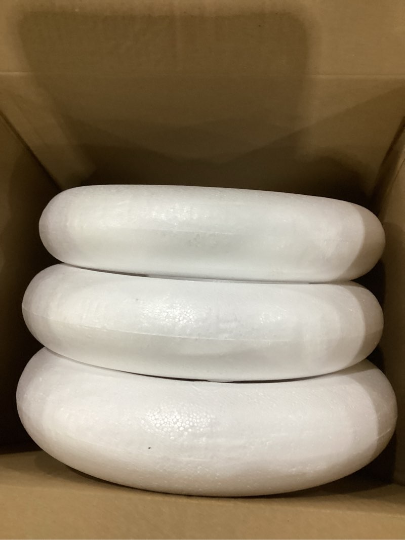 Condition photo showing New/Like New for DECHOUS 3pcs Foam Wreath Forms 12 Inch, Polystyrene Foam Circles Ring, 2 Inch Thick Round Craft Wreath Form for DIY Crafts, Christmas, Holiday, Wedding Floral Projects