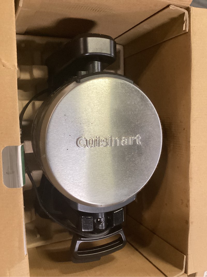 Condition photo showing As Is for cuisinart double flip belgian waffle maker, waf-f40nas, stainless steel, grey and black new double flip