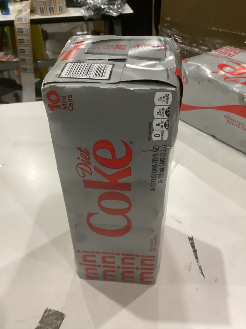 Condition photo showing New/Like New for Diet Coke Diet Cola Soda Fridge Pack  7.5 fl oz Mini Cans  10 Pack
