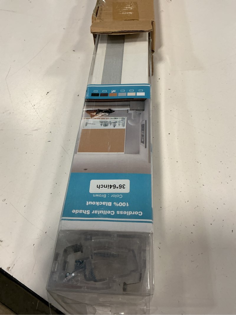 Condition photo showing Good Condition for myshade cordless blackout cellular shades, 1.5" honeycomb window blinds for bedroom & nursery, thermal insulated, noise reducing, privacy shades, inside or outside mount (36" w x 64" h, light brown)