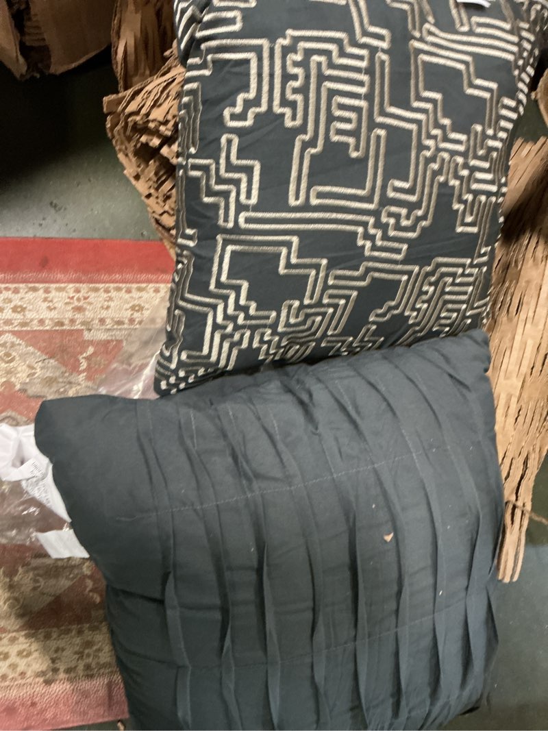 Condition photo showing As Is for Riverbrook Home 100% Polyester Comforter Set, King, Sadler - Red/Gray, 10 Piece Set