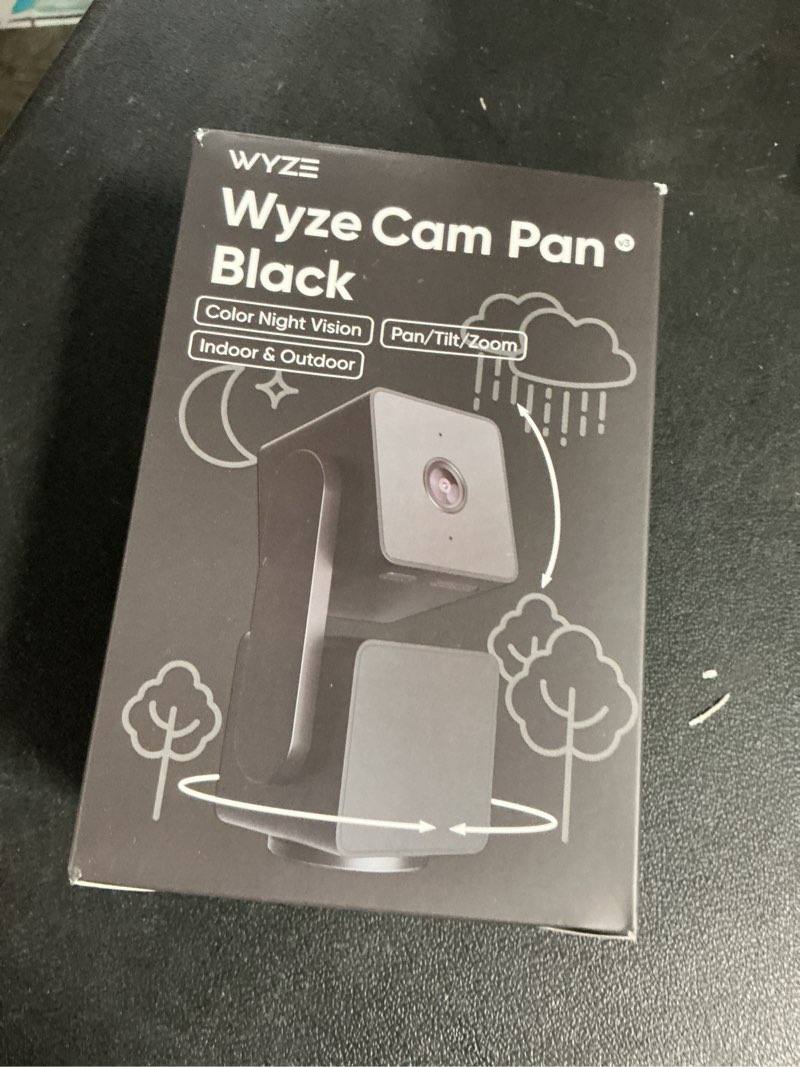 Condition photo showing As Is for wyze cam pan v3 indoor/outdoor ip65 1080p 360° pan/tilt/zoom wifi smart home security camera, motion tracking for baby/pet, color night vision, works with alexa&google assistant, free expert setup black 1-pack