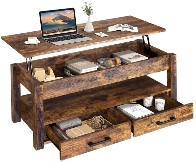 fabato 41.7'' lift top coffee table with 2 storage drawer hidden compartment open storage shelf for living room dining table reception room rustic brown
incomplete similar item