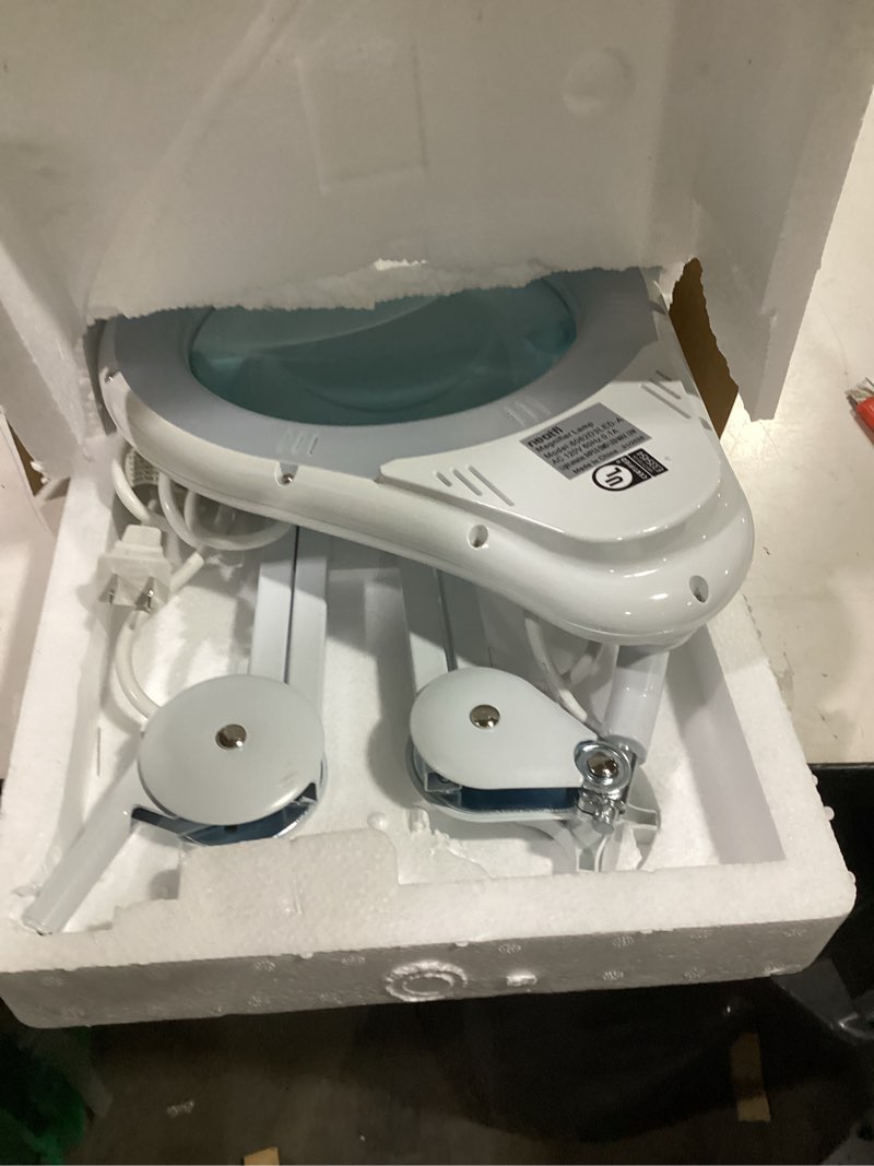 Condition photo showing As Is for neatfi elite xl hd super led magnifying lamp with clamp – 7” glass lens, 5-diopter, 6500k daylight | glare-free, adjustable arm | reading, sewing & crafting (7 inch lens, white) 7 inch lens white