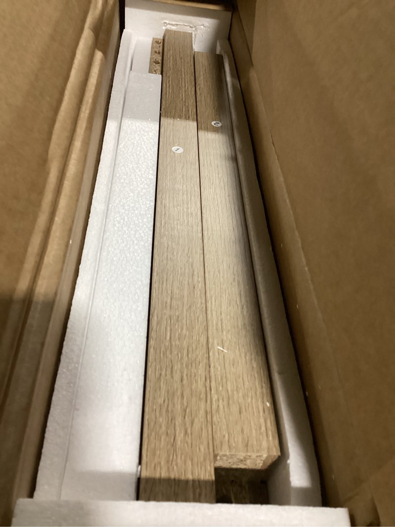 Condition photo showing Good Condition for SICOTAS Rattan Coffee Table for Living Room - Boho Rectangular Dining Center Table with 2 -Tiers Rattan Storage Shelf, Farmhouse Accent Table for Living Room, Home Office, Light Oak 1 Piece Reclaimed Light Oak