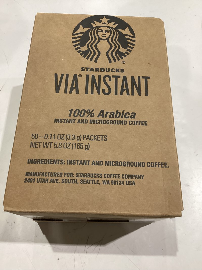 Condition photo showing As Is for starbucks via instant coffee, light roast coffee, veranda blend, 100% arabica, single-serve, 1 box (50 packets) veranda 50 count (pack of 1)