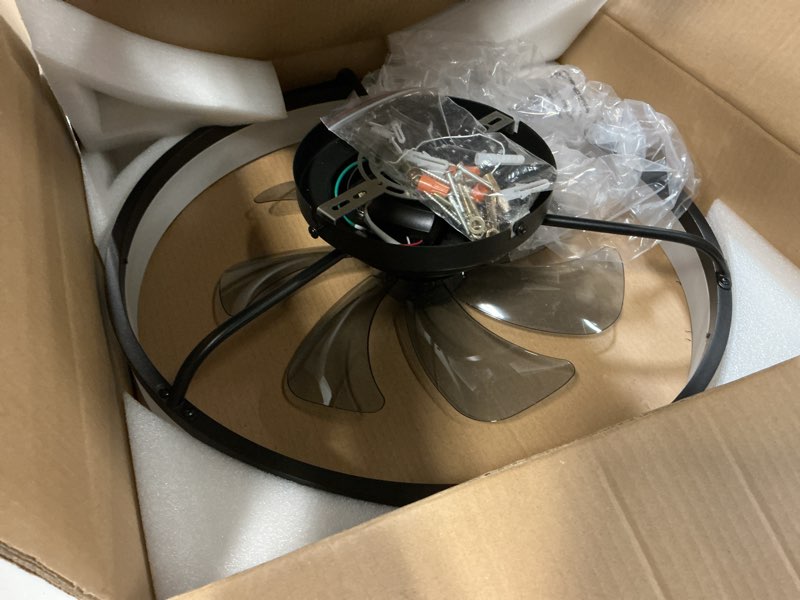 Condition photo showing Good Condition for ceiling fans with lights and remote, 20" modern low profile ceiling fan, 6-speed quiet reversible motor, flush mount led fan light,stepless dimmable for bedroom & kids room (black)