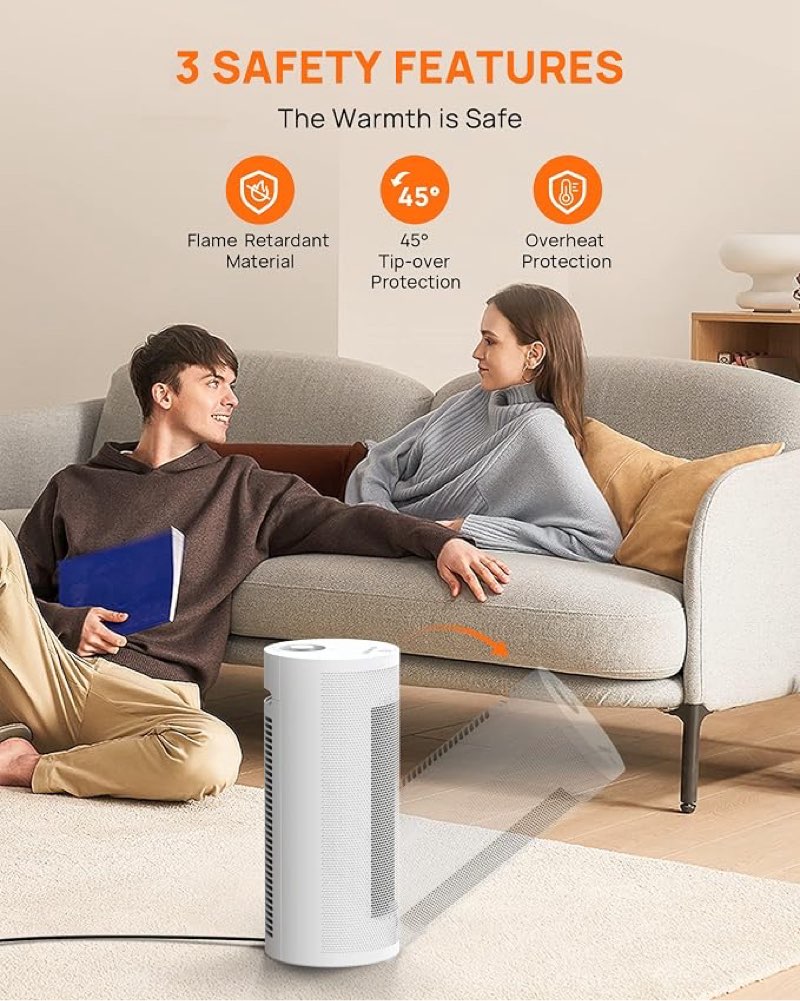 upstreman 1500w space heater indoor small heater fast ptc ceramic heating white