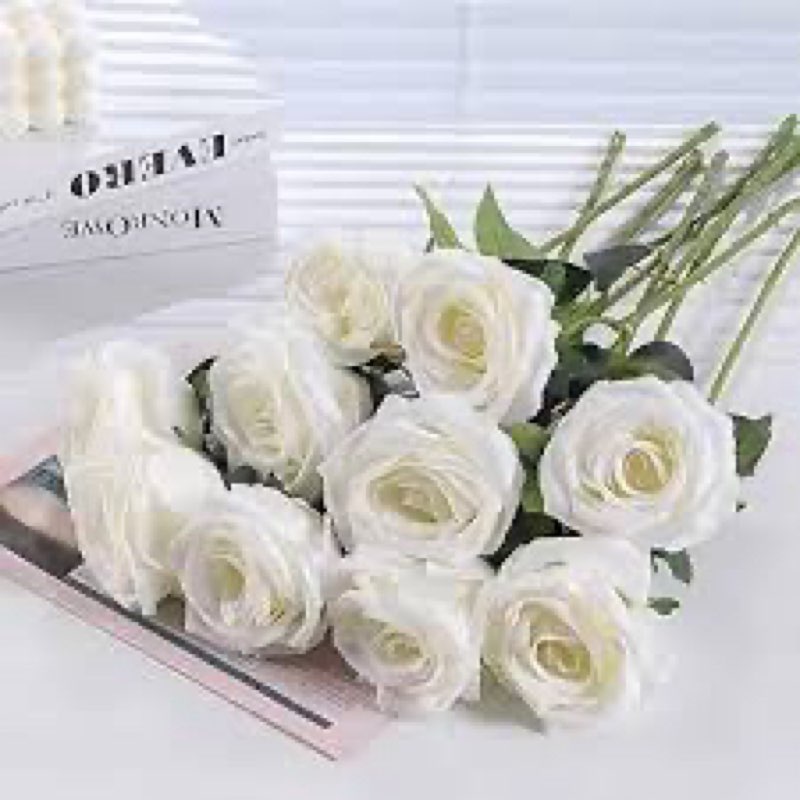 Rowfad 120 Pcs Artificial Roses Bulk Velvet Silk White Roses White Roses for Wedding Centerpieces Br