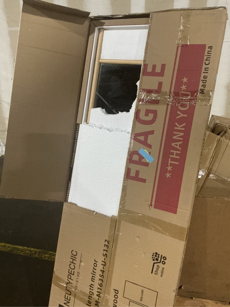 Condition photo showing New/Like New for pexfix full length mirror wood 65"x22", wooden-ladder floor dressing mirror with full size in bedroom, living room and shopping mall
