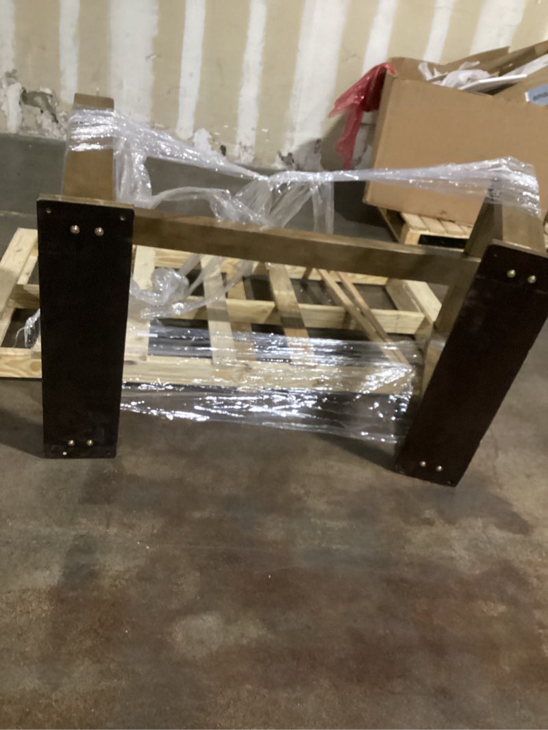 Condition photo showing As Is for Signature Design by Ashley Cabalynn Farmhouse Dining Extension Table with 1 Removable Center Leaf, Light Brown