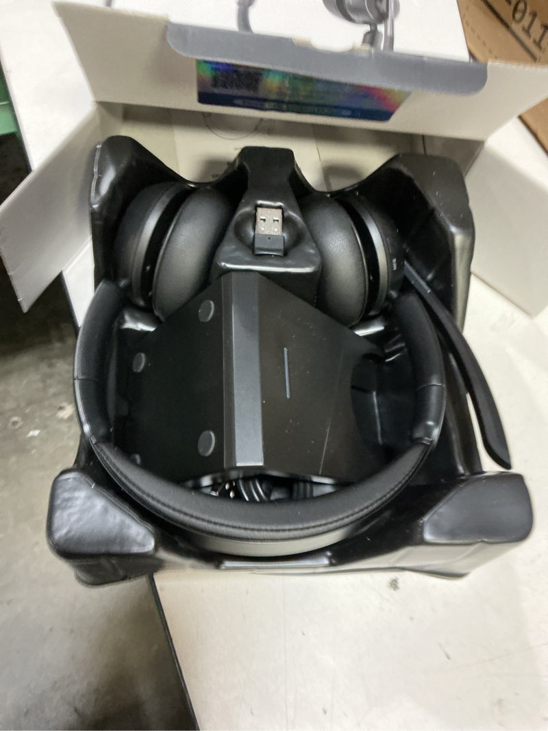Condition photo showing New/Like New for (2025 upgraded) wireless headset with mic for work, bluetooth headset with noise canceling microphone with dongle, charging base & mic mute, wireless headphones for work from home/pc/computer black
