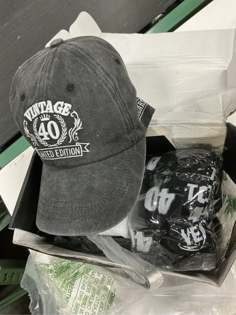 Condition photo showing As Is for jtamohi 40th birthday gifts for men - unique box with 20 oz tumbler, scented candle, socks, baseball cap for husband, dad, friends, coworker, teachers, boss