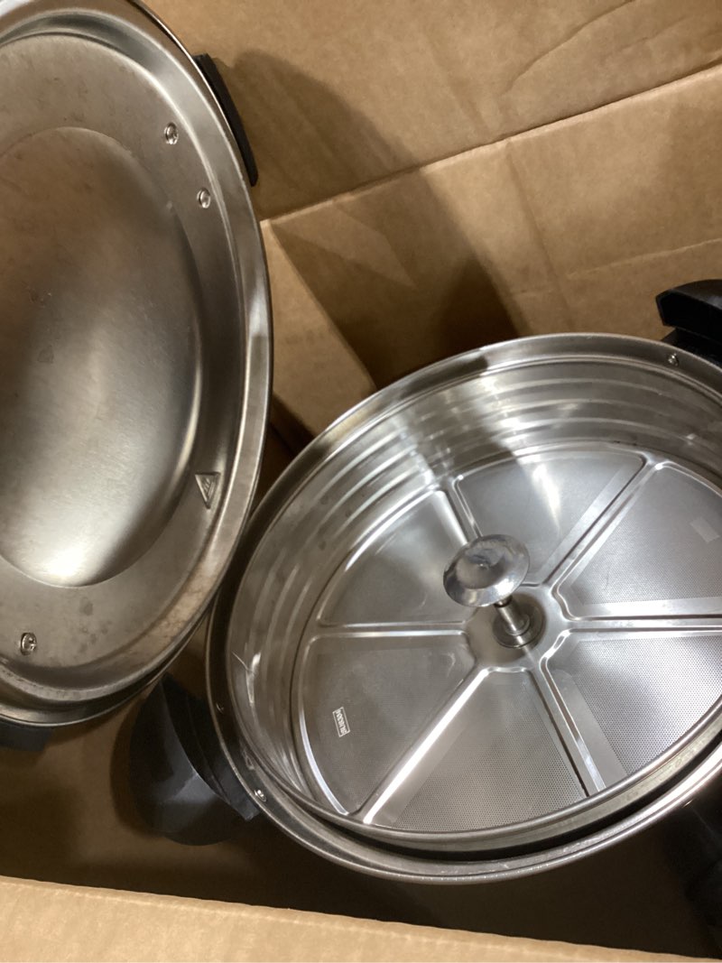 Condition photo showing As Is for Garvee 110 Cups Commercial Coffee Urn, 16 L/4.2 gal Large Capacity Stainless Steel Hot Coffee Maker, Double Wall Heat Retention Thermal Carafe for Wedding, Buffet, Catering, Events, Party Gather Silver 110 Cups/16L