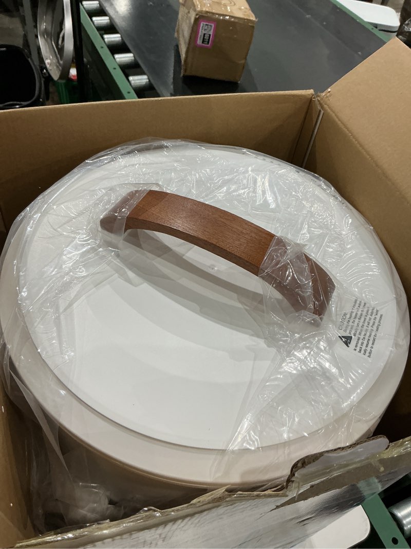 Condition photo showing Good Condition for large towel warmer for bathroom - heated towel warmers bucket, wood handle, auto shut off, fits up to two 40"x70" oversized towels, bathrobes, blankets, for mother's gifts, white snow_white