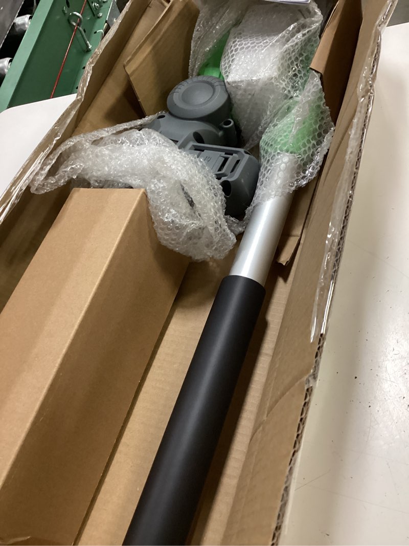 Condition photo showing As Is for workprox 20v cordless pole hedge trimmer, 9.2ft reach, 11-angle head | telescoping aluminum pole, 2.0ah battery & charging cable included, for shrub pruning, hedge trimming and garden maintenance