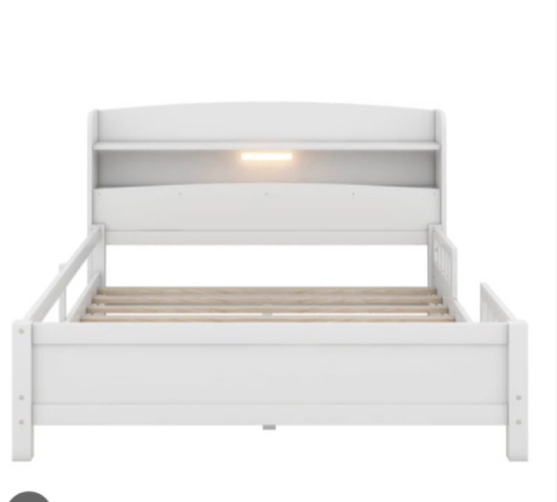 (Incomplete box 1 of 2) Red Barrel Studio Caysi Wood Full Size Platform Bed with Built-in LED