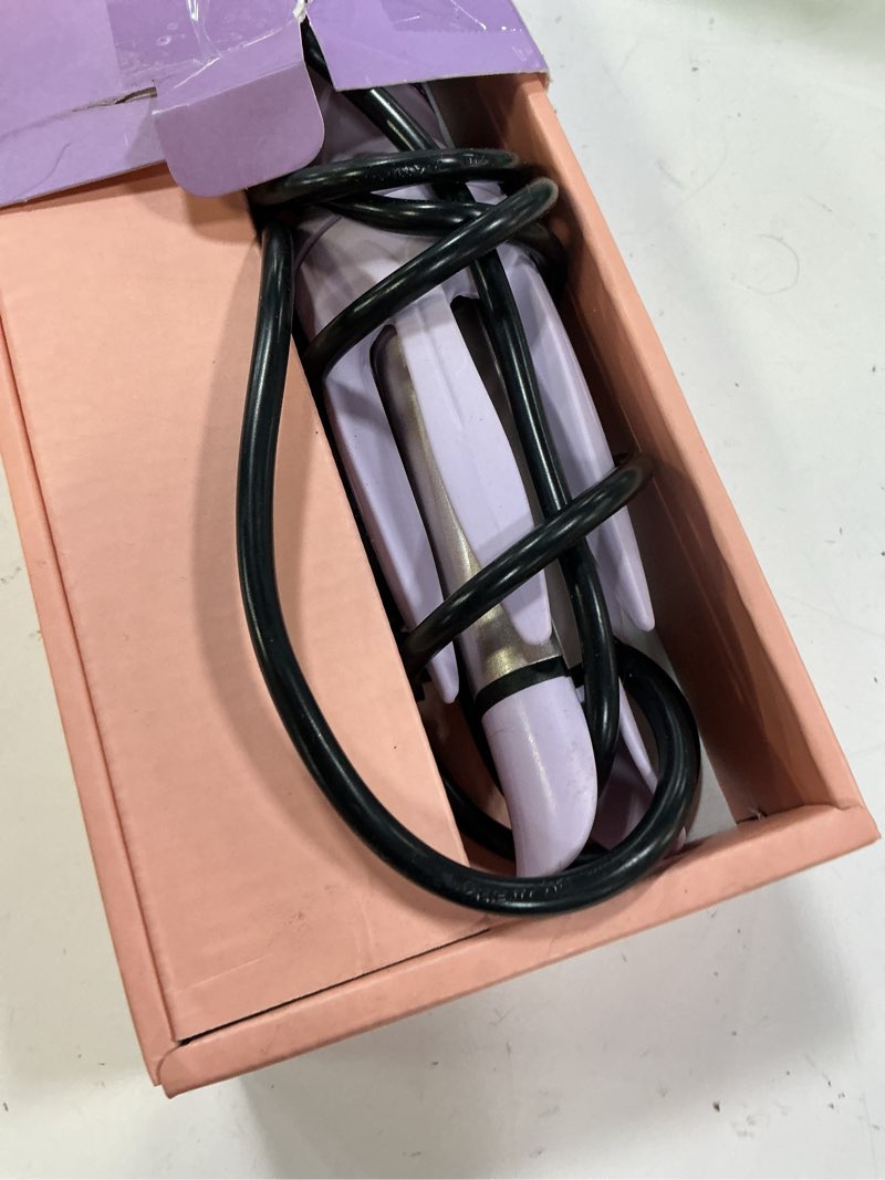 Condition photo showing As Is for automatic curling iron,hair curler automatic rotating wand,anti-scald,four speed temperature adjustment,diameter 28mm,anti-tangle rotating curling wand,easy to use hair curler,purple