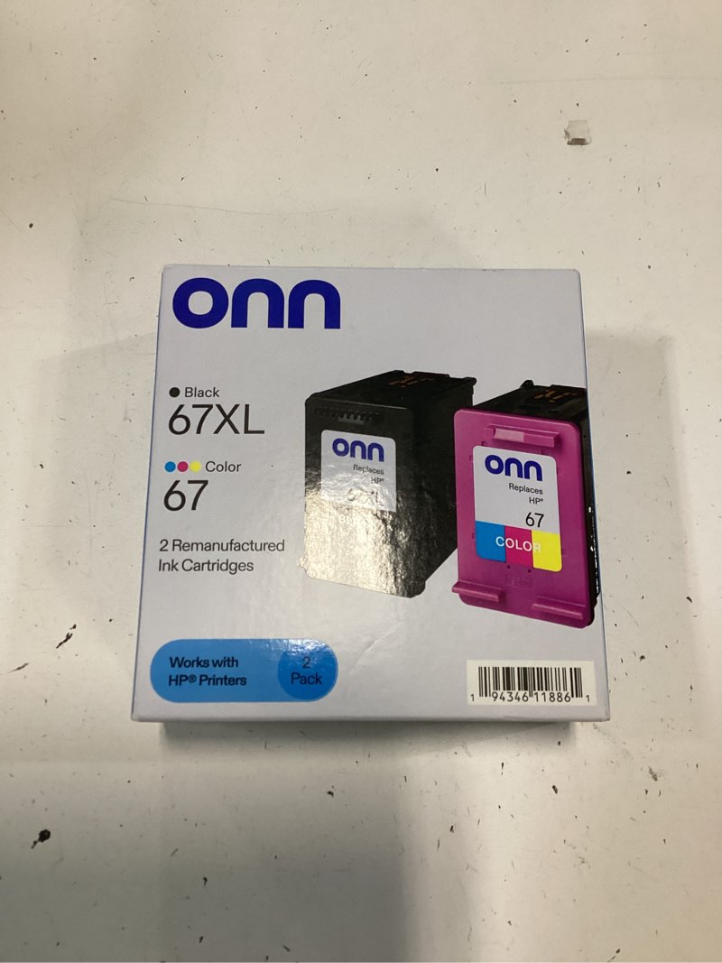 Condition photo showing New/Like New for onn hp67xl black 67 tricolor 2-pack printer ink